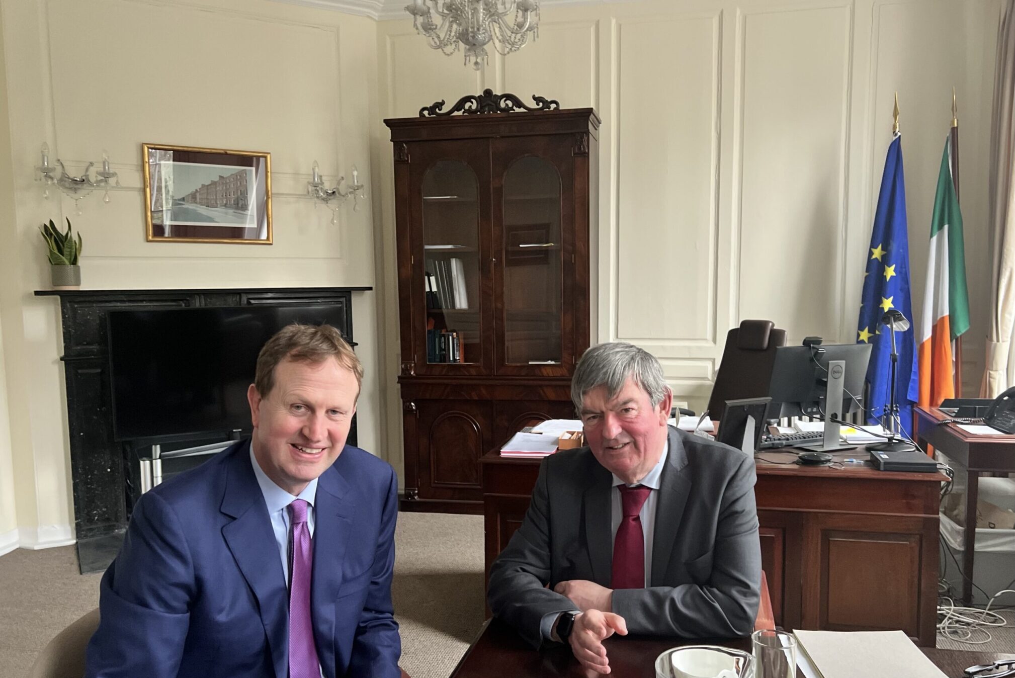Minister for Justice Jim O’Callaghan visits the Office of the Independent Examiner for Security Legislation for meeting with Independent Examiner Designate George Birmingham
